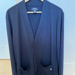 Polo Ralph Lauren Terry Cardigan Button Up Sweater Sleepwear Blue Men's SMALL